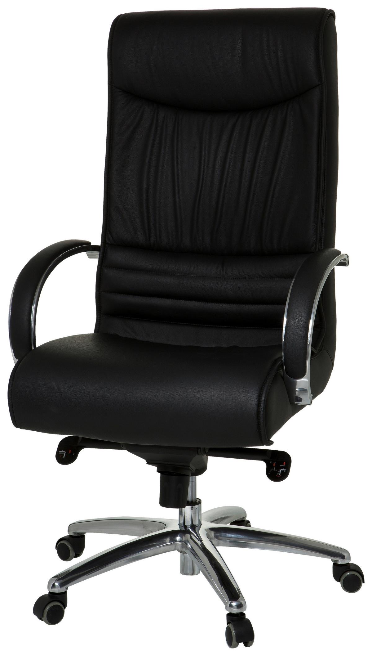 Chefsessel Xxl Schwarz Bis 150 Kg - Silberfarben/Schwarz, Basics, Leder/Kunststoff (60/130/47cm) - MID.YOU