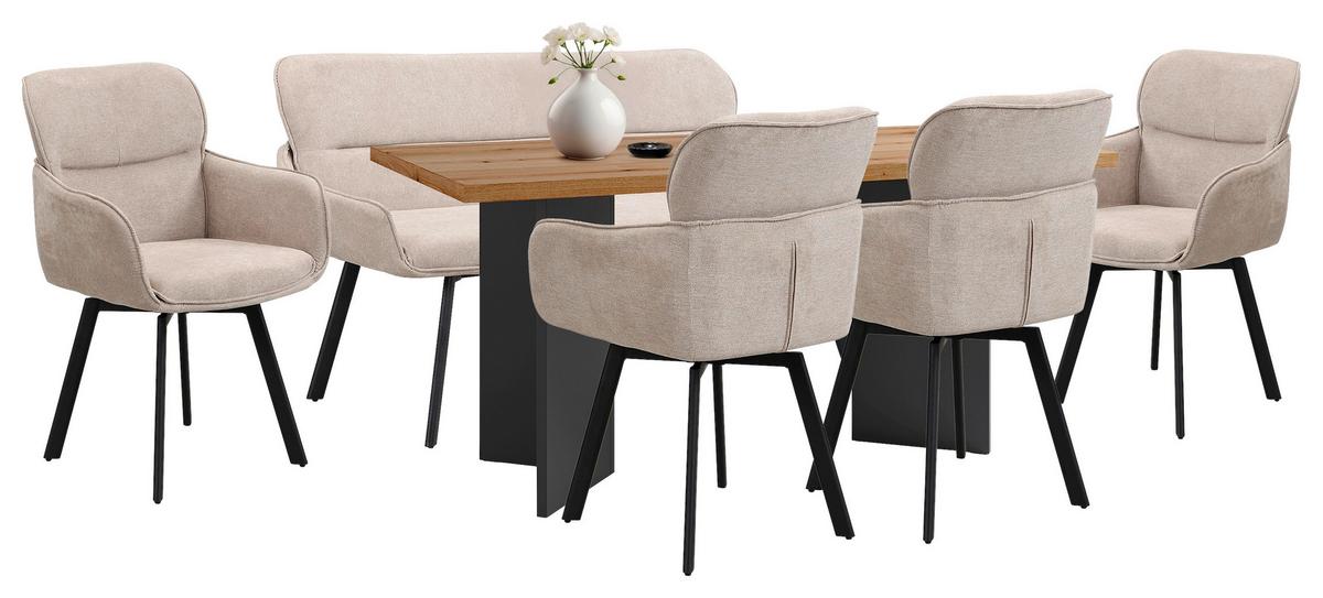 Sitzbank Rico - Taupe/Schwarz, MODERN, Textil/Metall (160/90/62cm) - MID.YOU