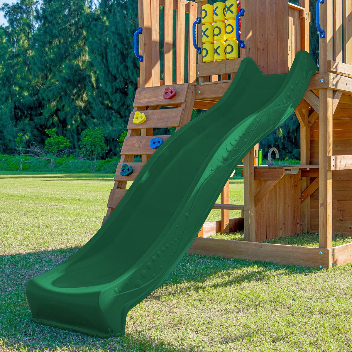 Spielturm Mit Rutsche Grün - Dunkelgrün/Anthrazit, Basics, Holz/Kunststoff (435/410/305cm) - Ambia Garden