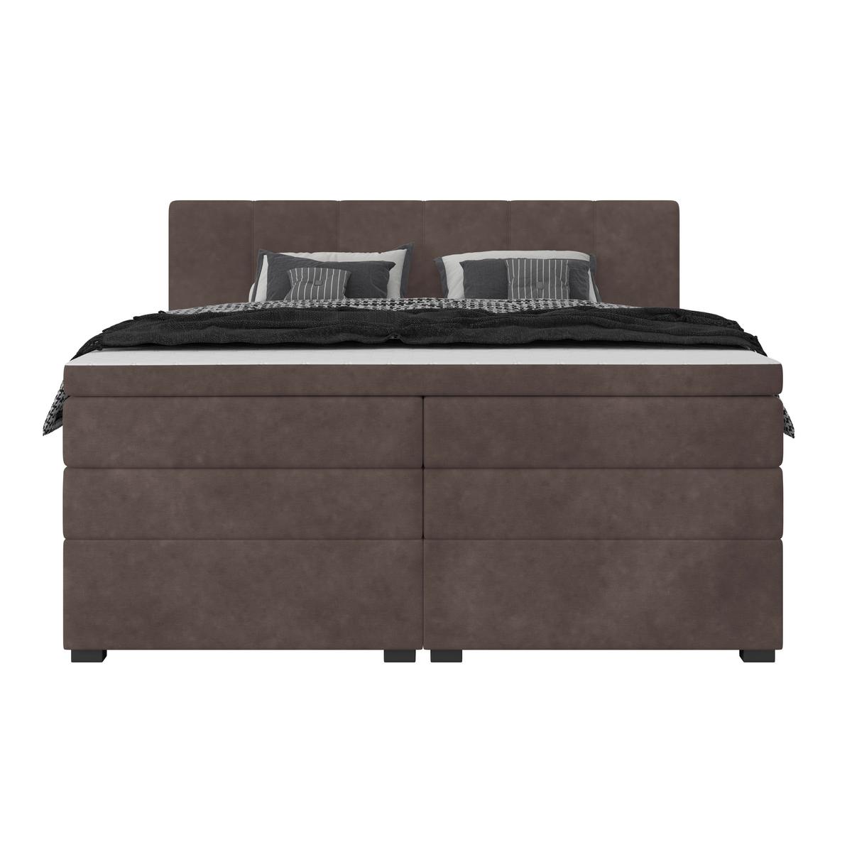 Boxspringbett mit Topper & Bettkasten 160x200 Lauro - Anthrazit/Schwarz, Trend, Textil (160/200cm)