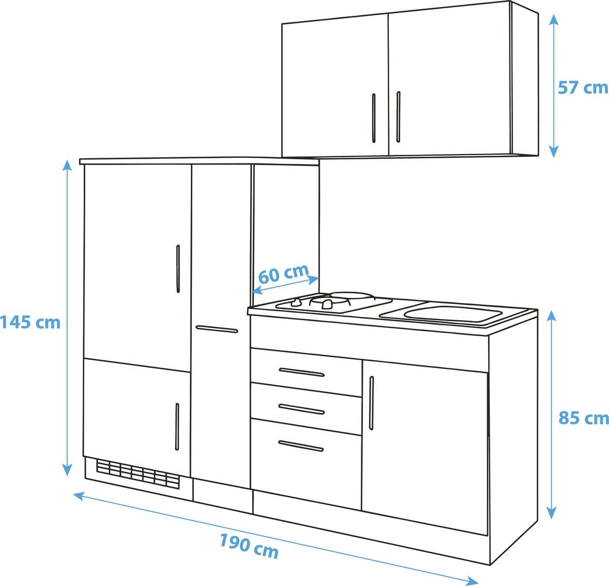 Küchenblock Toronto Creme/Eiche Dekor B: 190 cm - Eichefarben/Creme, MODERN, Holzwerkstoff (190cm) - Held
