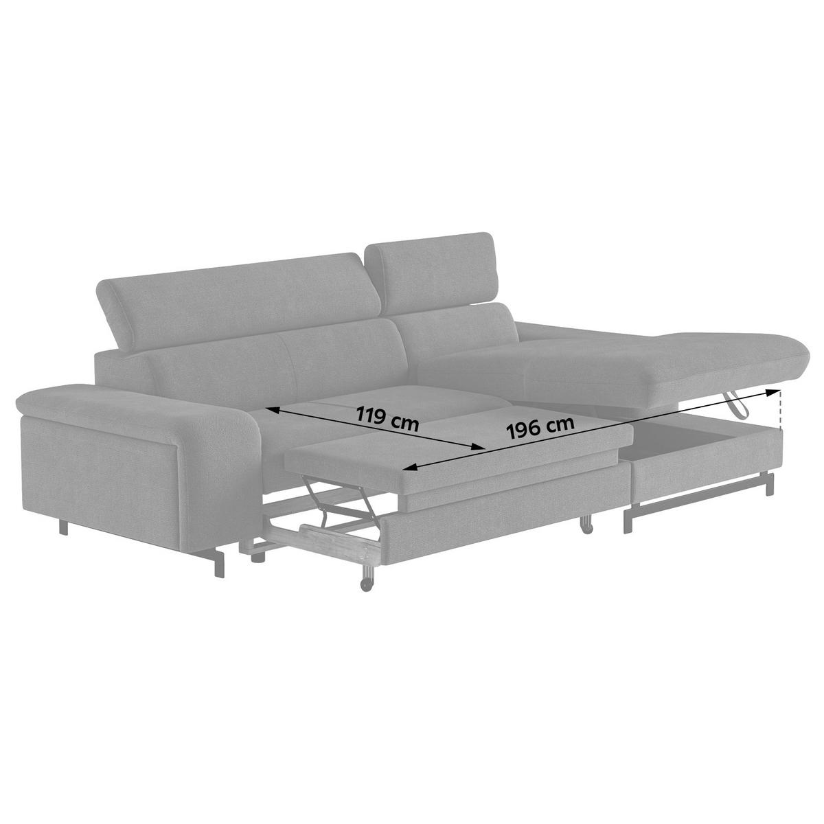 Ecksofa mit Bettkasten Emma Blau 267x165 cm - Blau/Schwarz, Textil (267/165cm) - MID.YOU