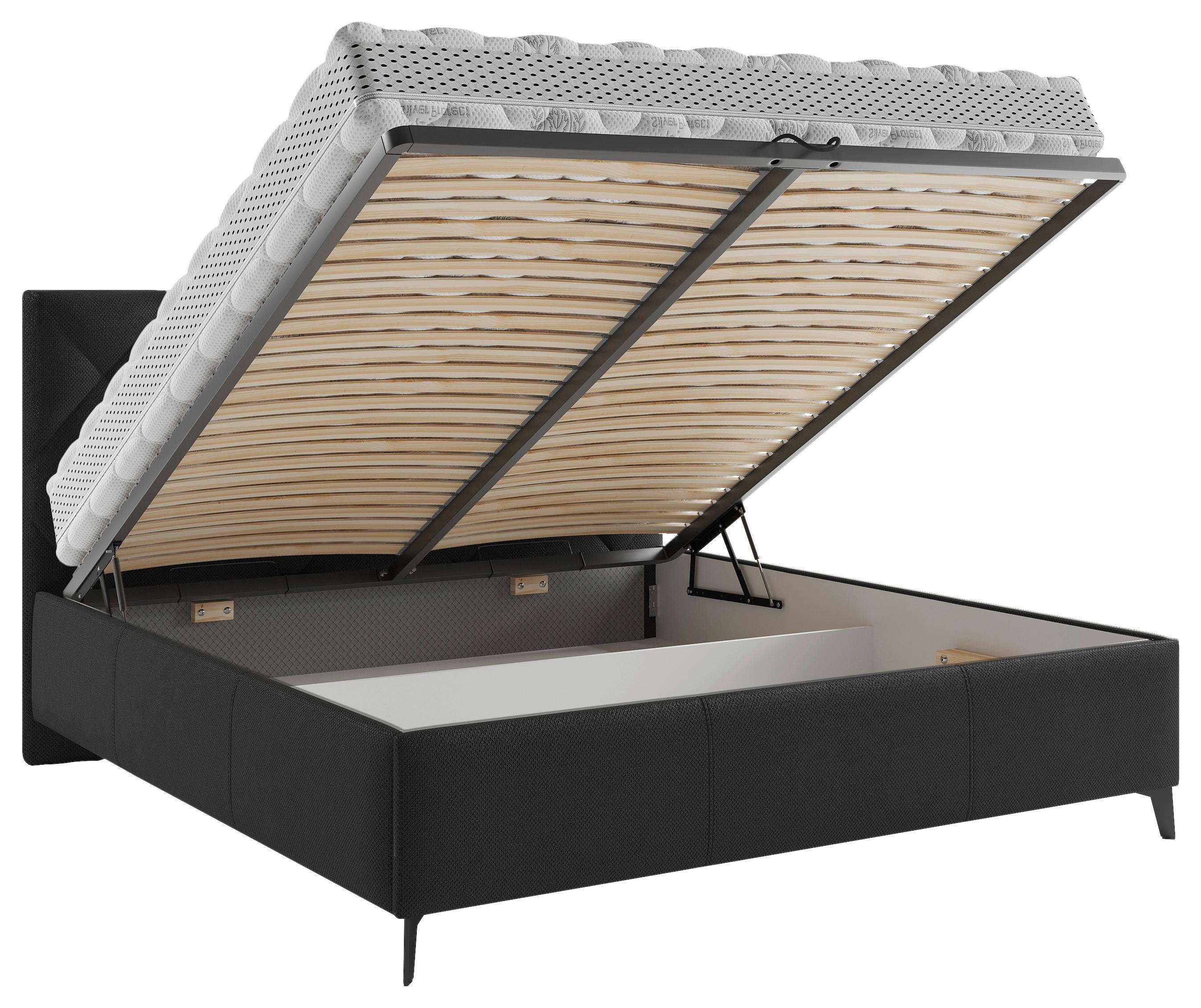Čalouněná postel BIANCO 180x200, černá - černá/bronzová, Moderní, kov/dřevo (180/200cm)