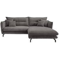 Ecksofa Lava S: 255/180 cm - Schwarz/Grau, MODERN, Textil (255/180cm) - Livetastic