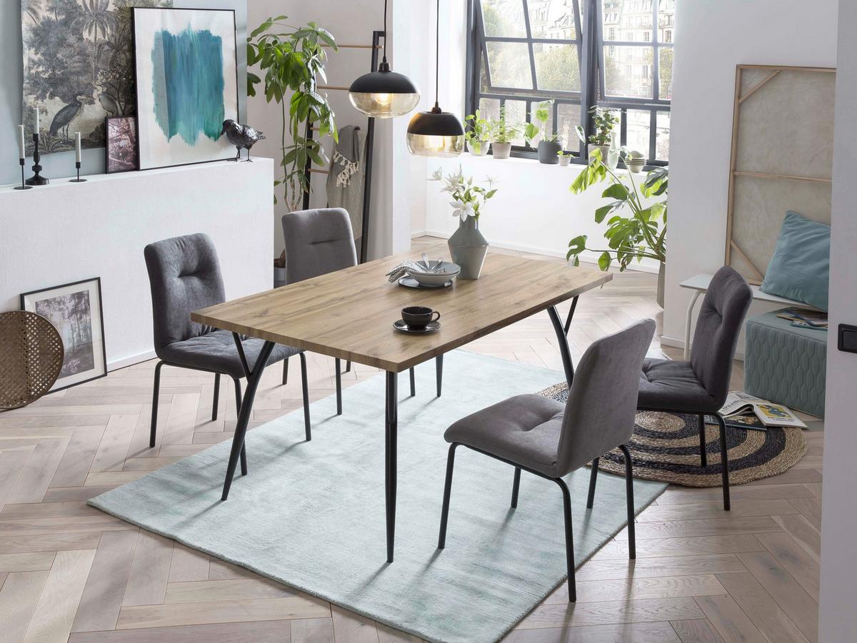 Esstisch 150x90 Eiche Dekor - Eichefarben/Schwarz, Design, Holzwerkstoff/Metall (150/90/77cm) - Livetastic