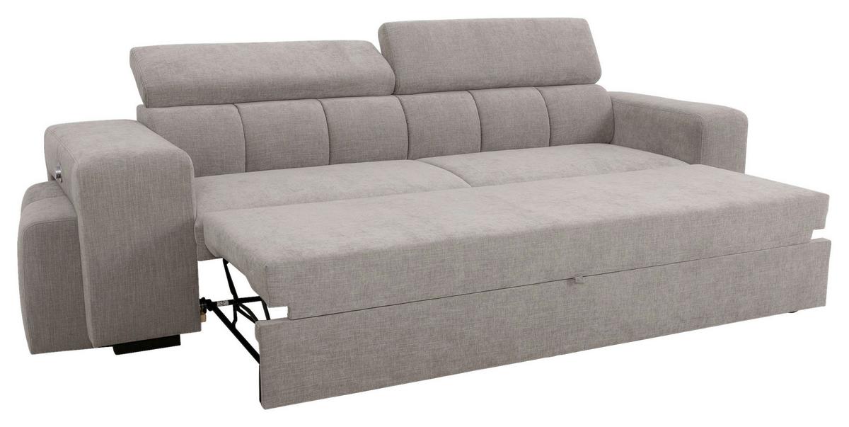 3-SitzerSofa m. Schlaffunktion Sirius S grau, B: 251cm - Schwarz/Grau, KONVENTIONELL, Holz/Holzwerkstoff (251/96/100cm)