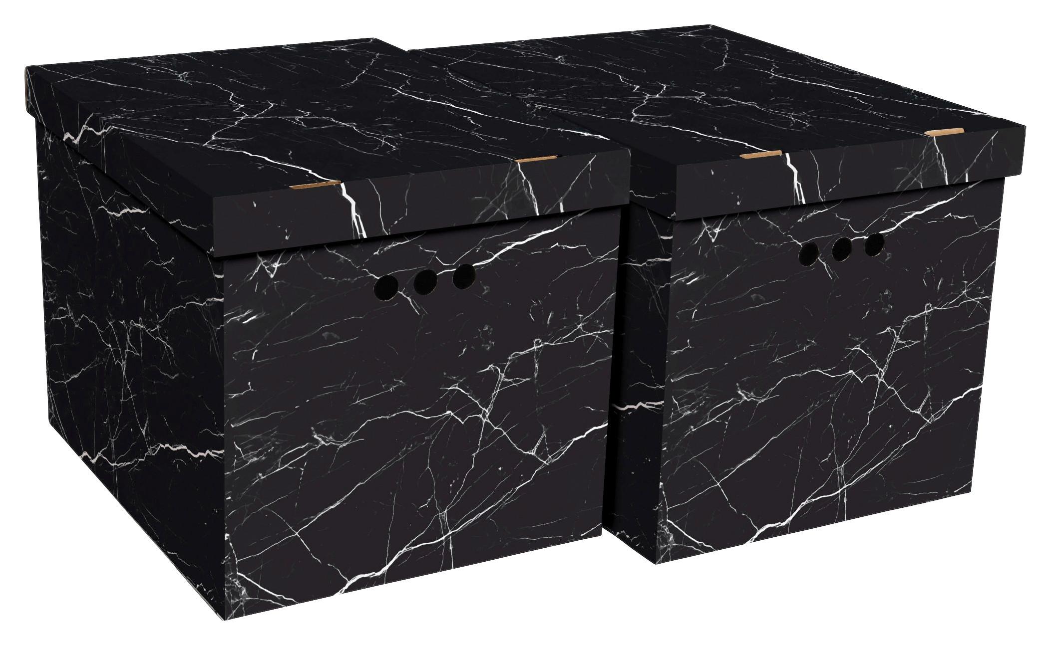 Box S Víkem Jimmy, 43l - bílá/černá, karton (44,3/33,5/32,5cm) - Modern Living