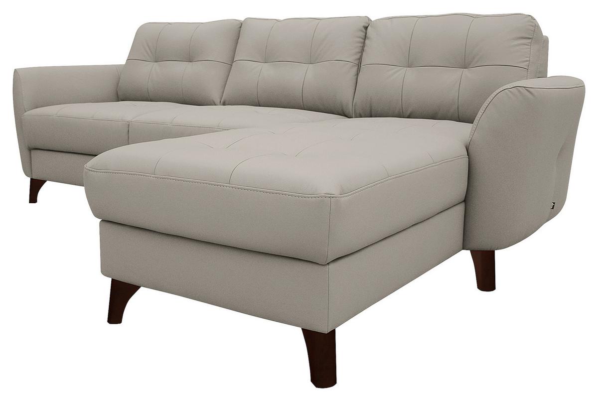 Ecksofa Nordic Plantinfarben S: 238x168 cm - Platinfarben/Buchefarben, Design, Leder/Textil (238/168cm) - Livetastic