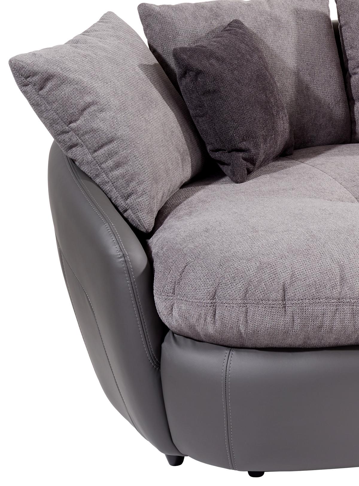 Big Sofa Aruba mit Kissen B: 238 cm Grau/Schwarz Lederlook - Schwarz/Grau, LIFESTYLE, Textil (238/80/140cm) - Luca Bessoni