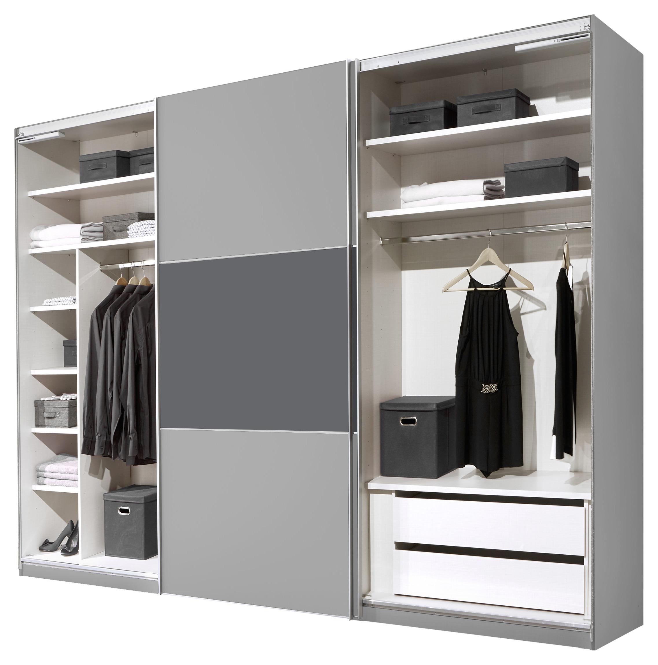 Schwebetürenschrank 249cm Includo, Grau/anthrazit - Dunkelgrau/Anthrazit, MODERN (249/222/68cm) - MID.YOU