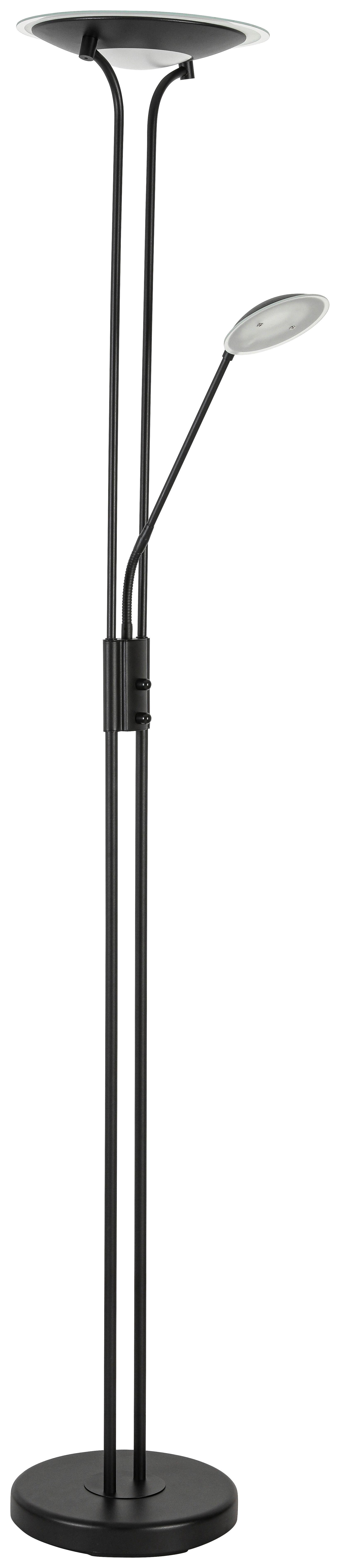 Stehlampe Robert Schwarz mit Leselampe - Schwarz, MODERN, Glas/Kunststoff (30/180cm) - Luca Bessoni