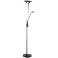 Stehlampe Robert Schwarz Mit Leselampe - Schwarz, MODERN, Glas/Kunststoff (30/180cm) - Luca Bessoni