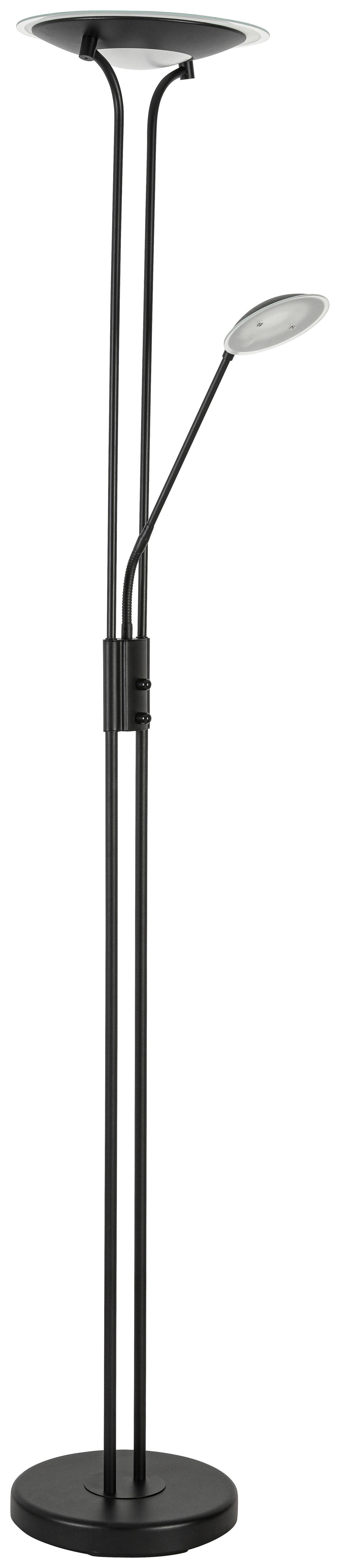 Stehlampe Robert Schwarz Mit Leselampe - Schwarz, MODERN, Glas/Kunststoff (30/180cm) - Luca Bessoni
