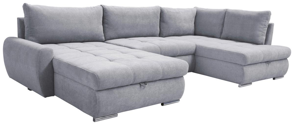 Ecksofa Canion - Chromfarben/Hellgrau, Design, Textil (174cm) - Livetastic