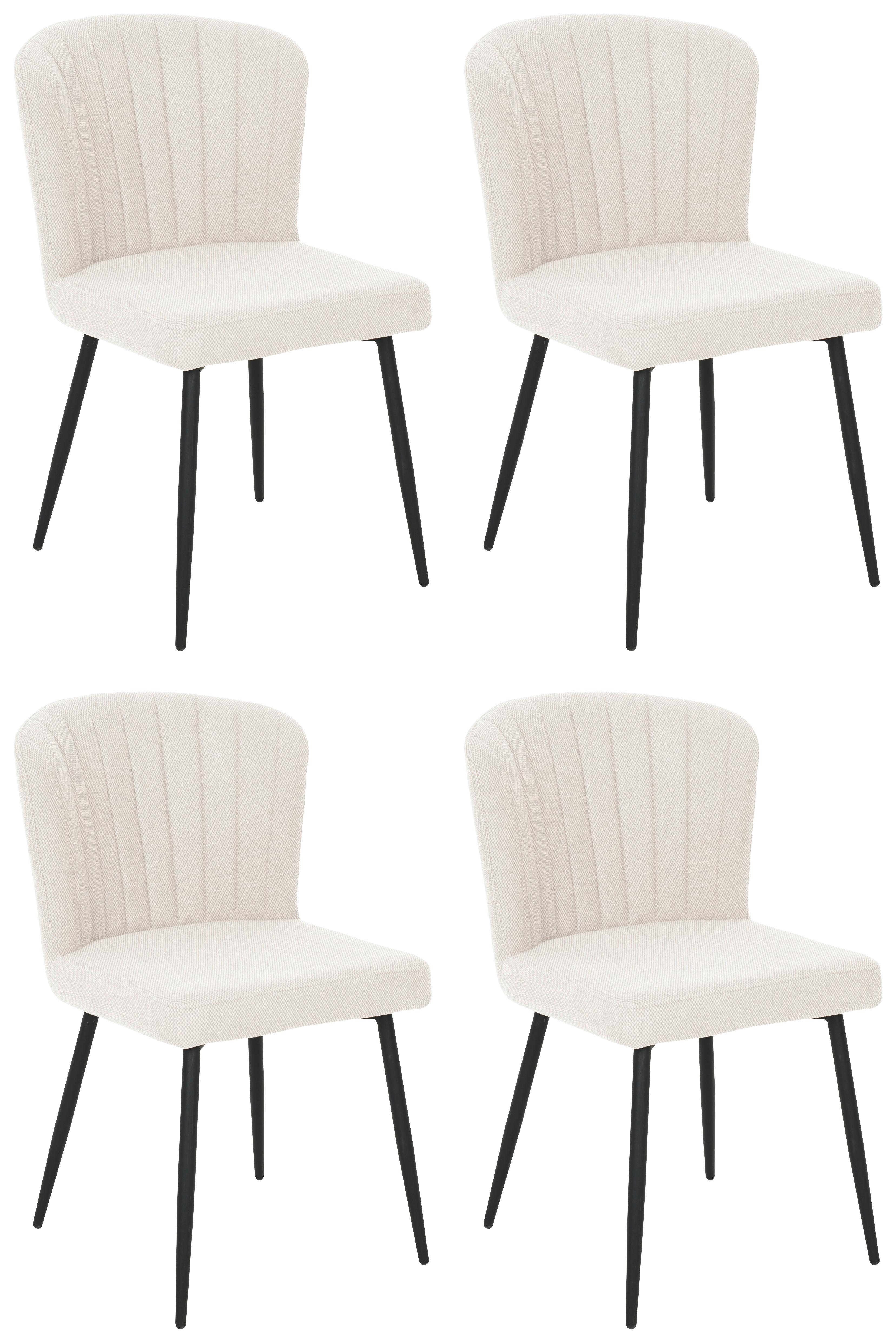 Vierfußstuhl Abbie Leinenoptik Beige, B: 52 Cm - Beige/Schwarz, KONVENTIONELL, Holz/Textil (52/82/60cm) - P & B