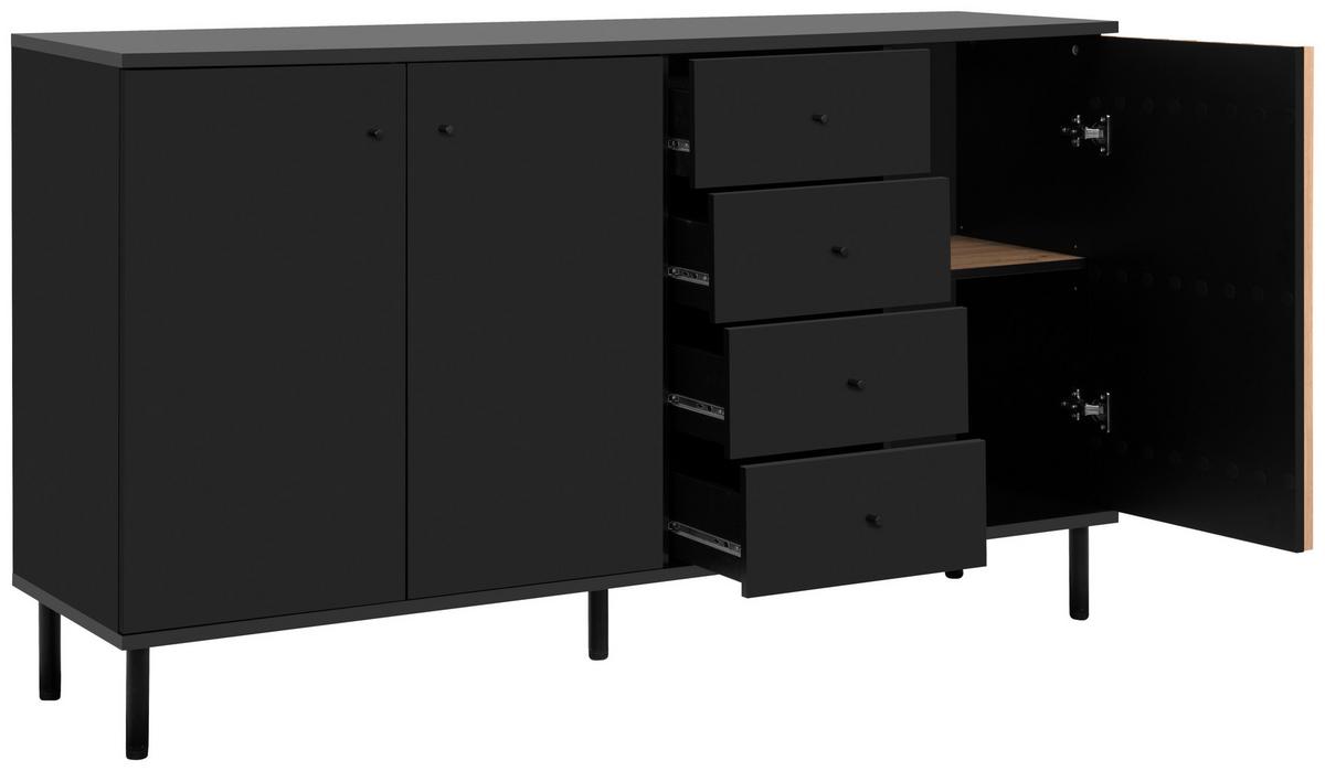 Sideboard Monza 51c - Schwarz/Eiche Artisan, Design, Holzwerkstoff (160/90/40cm) - Livetastic