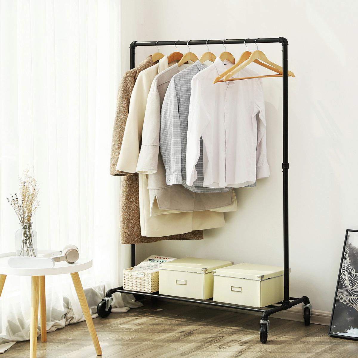Kleiderwagen Schwarz B: 100 cm - Schwarz, Basics, Kunststoff/Metall (100/163/50cm)
