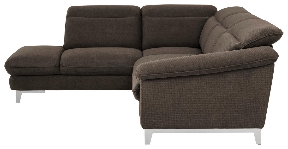 Ecksofa Mit Schlaffunktion Teresa Dunkelbraun - Chromfarben/Dunkelbraun, Design, Textil (232/293cm) - Livetastic