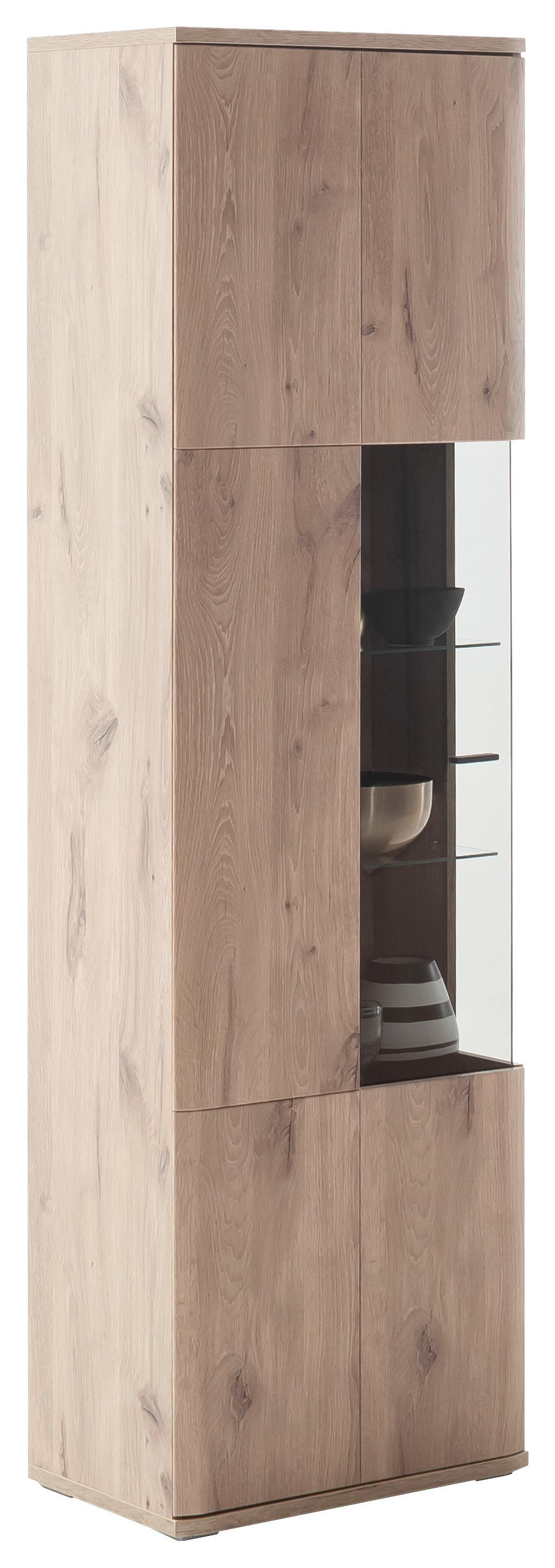 Vitrine Prato Eichefarben B 60 cm - Eichefarben, Design, Glas/Holzwerkstoff (60/199/37cm) - MID.YOU