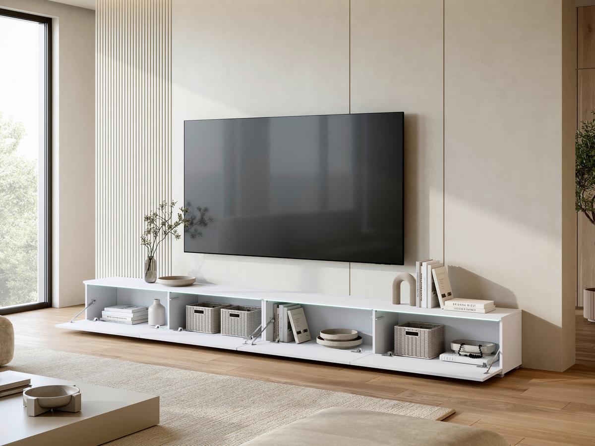 NÍZKÁ KOMODA LOWBOARD D 300 - bílá/šedá, Basics, kompozitní dřevo/plast (300/32/33cm) - P & B