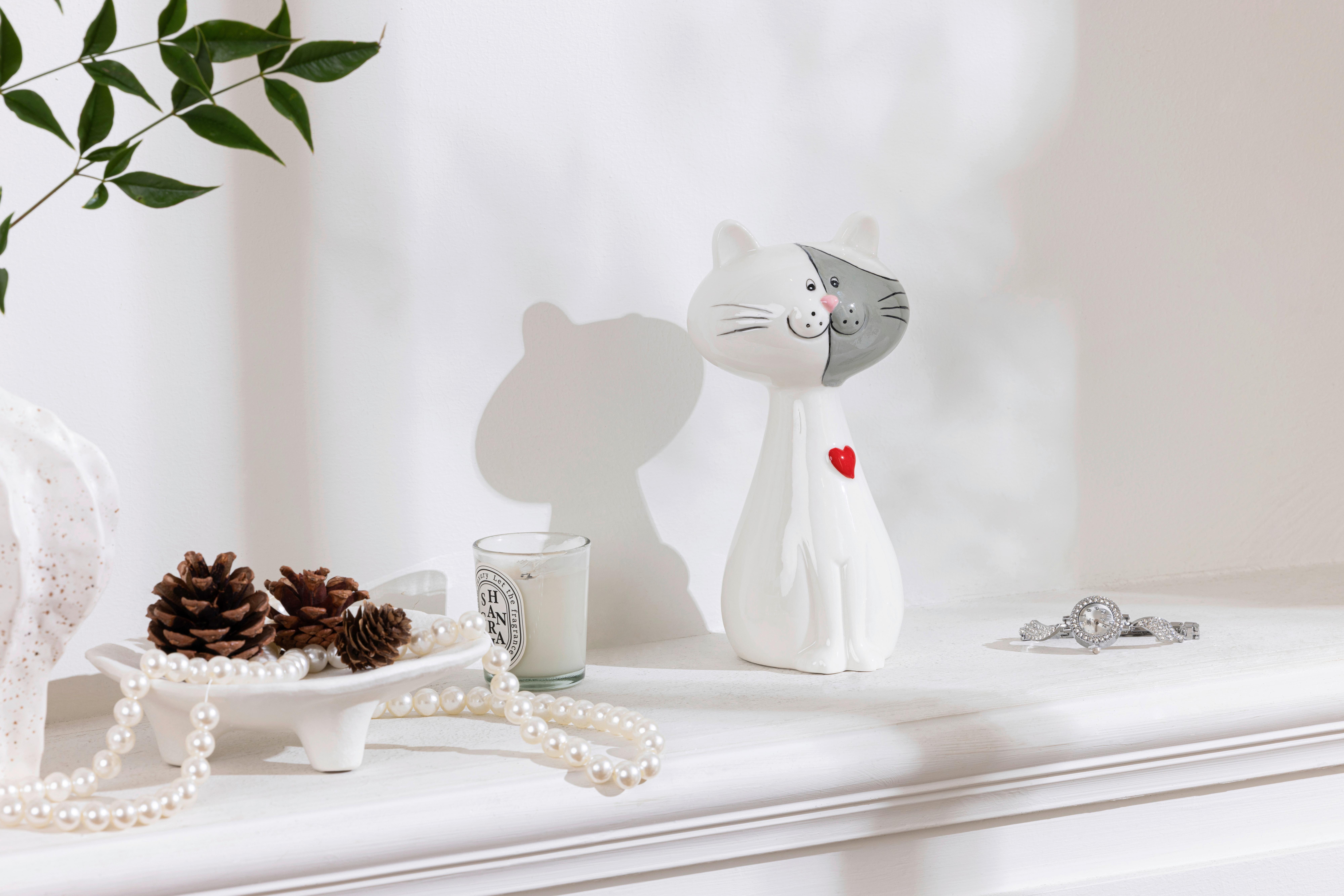 Dekokatze Lilly - Rot/Schwarz, KONVENTIONELL, Keramik (9,7/8,5/19,9cm) - Luca Bessoni