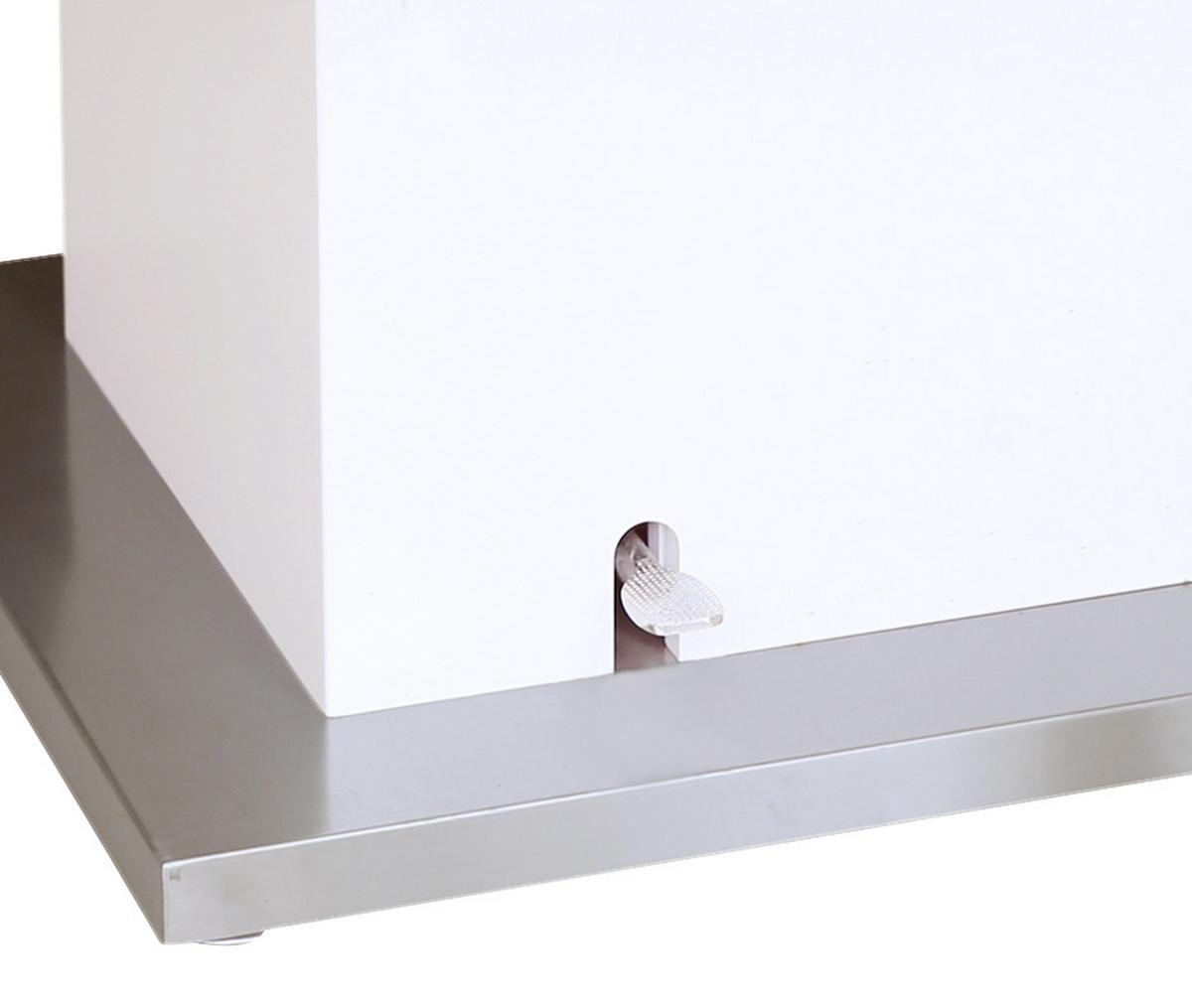 Couchtisch Höhenverstellbar + Ausziehbar Manchester, Weiß - Edelstahlfarben/Weiß, MODERN, Holzwerkstoff/Metall (120-160/50-78/80cm)