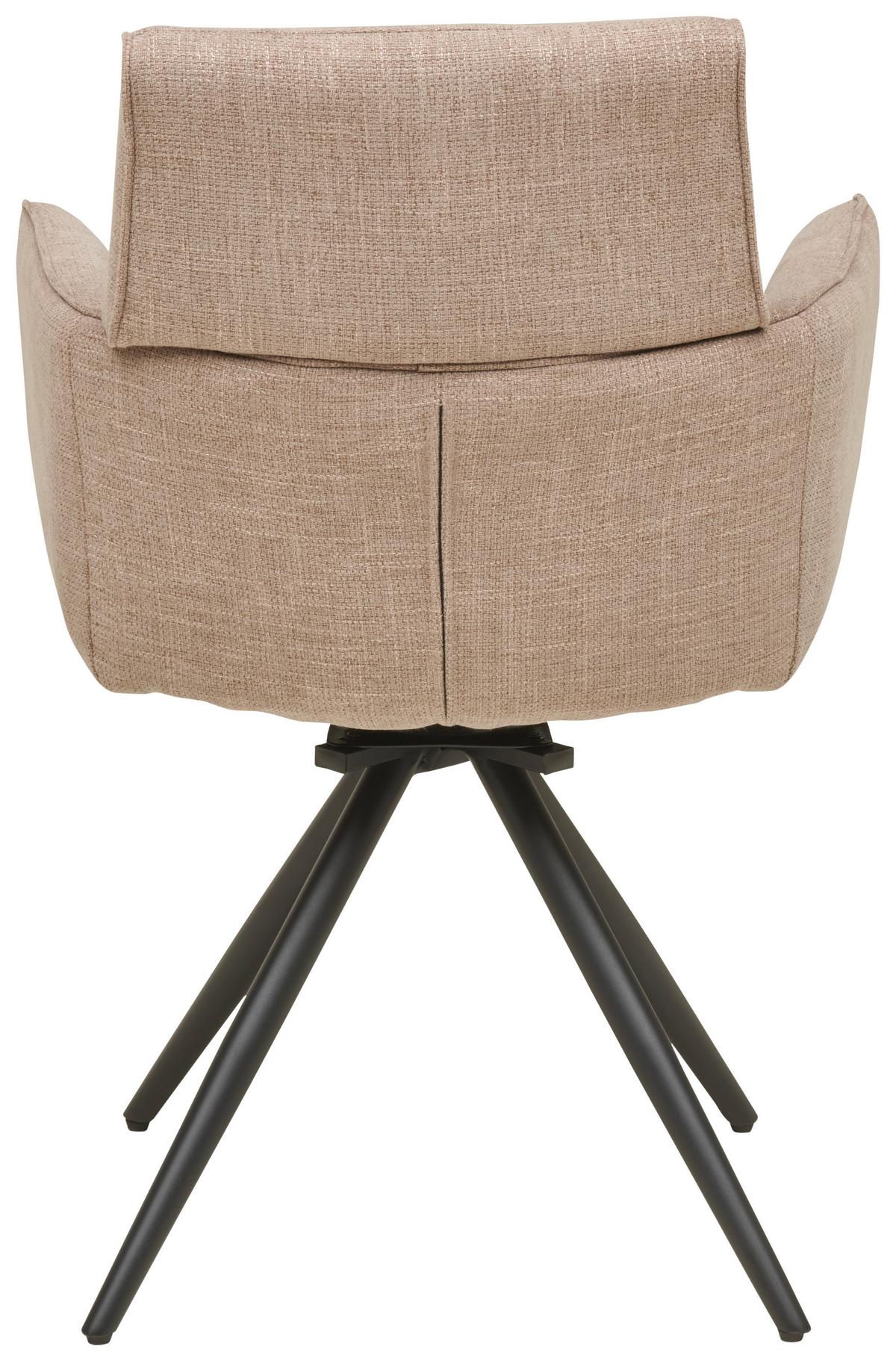 Armlehnstuhl Elis Webstoff Taupe, B: 62 cm - Taupe/Schwarz, KONVENTIONELL, Textil/Metall (62/89/62cm) - Livetastic