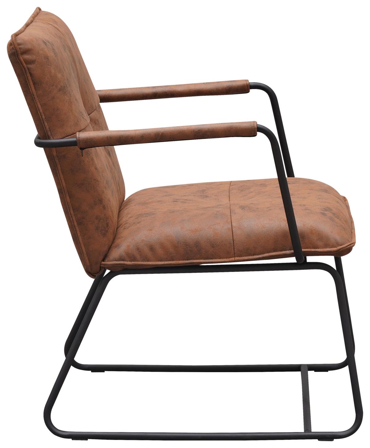 Sessel Bilbao - Cognac/Schwarz, MODERN, Textil/Metall (65/80/68cm) - MID.YOU