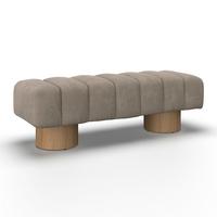 Sedací lavice ALINA, sv.hnědá žinylka, max. 240 kg - přírodní barvy/světle hnědá, Moderní, dřevo/kompozitní dřevo (140/45/45cm) - Bessagi Home