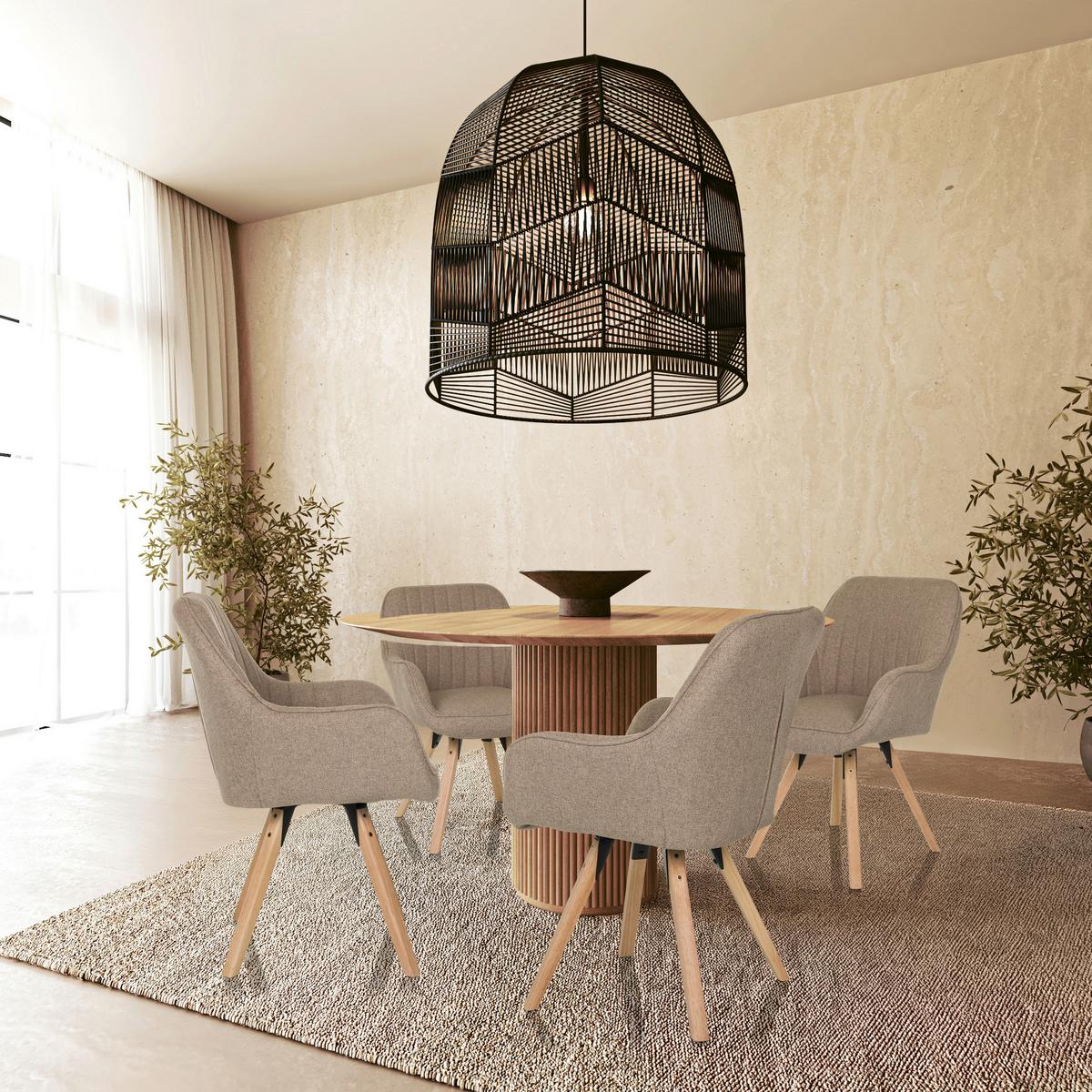 Armlehnstuhl Scandi Ted Beige B: 56 cm - Beige/Buchefarben, MODERN, Holz/Textil (56/84/62cm) - MID.YOU