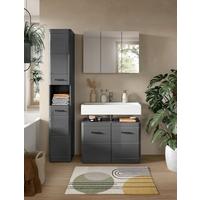 BADEZIMMER Soft Grau HG B: 110 cm - Grau Hochglanz/Schwarz, MODERN, Holzwerkstoff (110cm) - MID.YOU