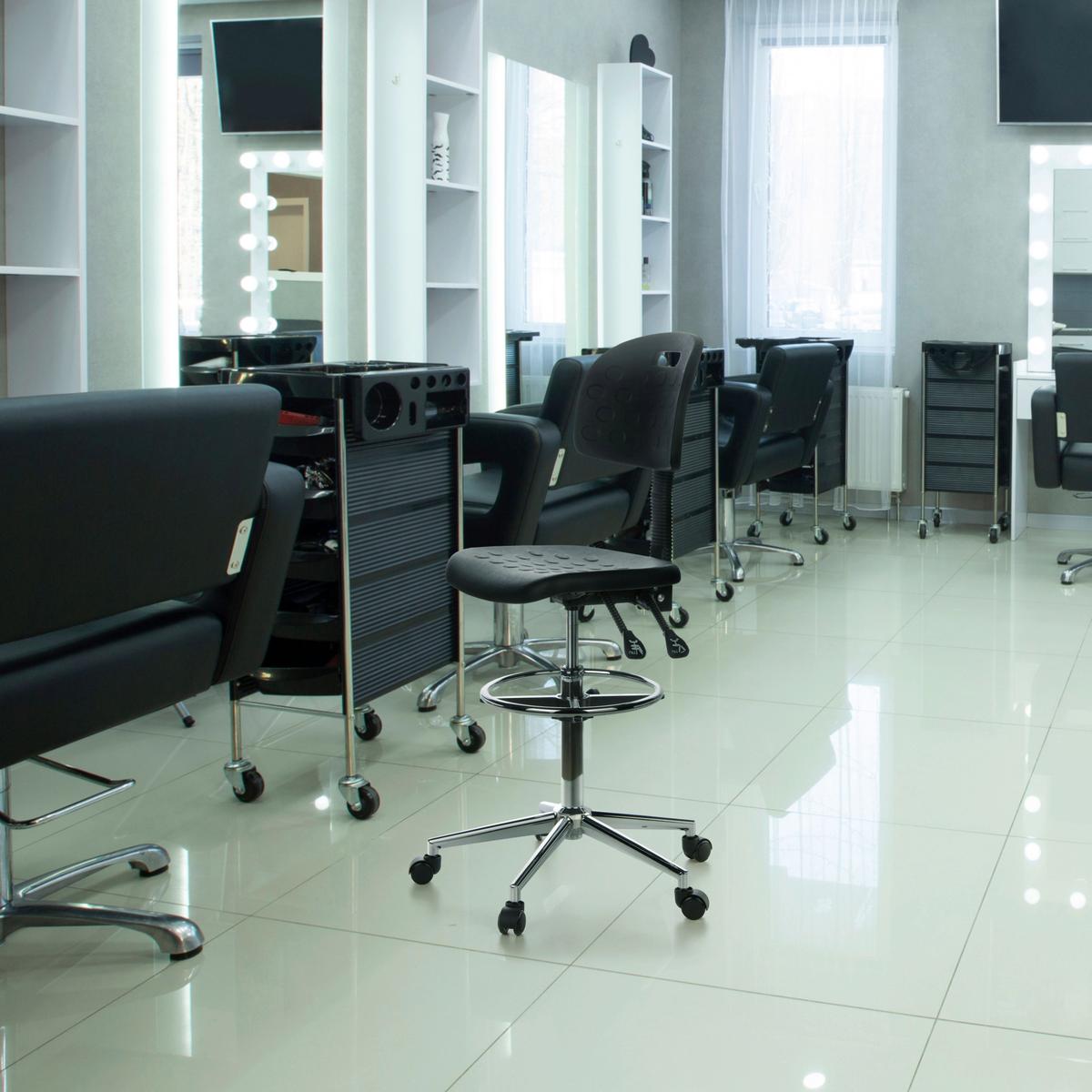 Bürohocker Top Work 23 Schwarz - Chromfarben/Schwarz, MODERN, Kunststoff/Metall (45/132/41cm) - MID.YOU