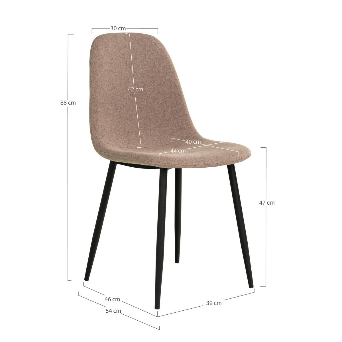 Stuhl-Set Stockholm Braubraun B: 44 cm - Graubraun/Schwarz, MODERN, Textil/Metall (44/86/54cm) - MID.YOU