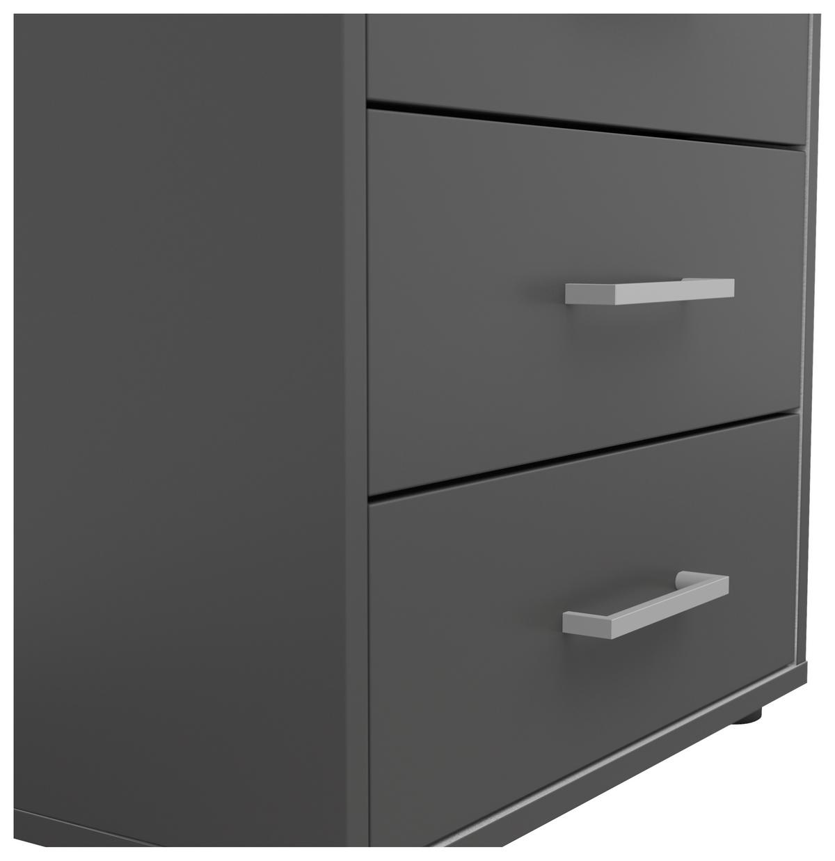 Nachtkästchen Smart 3 Graphit/graphit  H: 54 Cm - Anthrazit/Grauweiß, Basics, Holzwerkstoff (50/54/35cm)