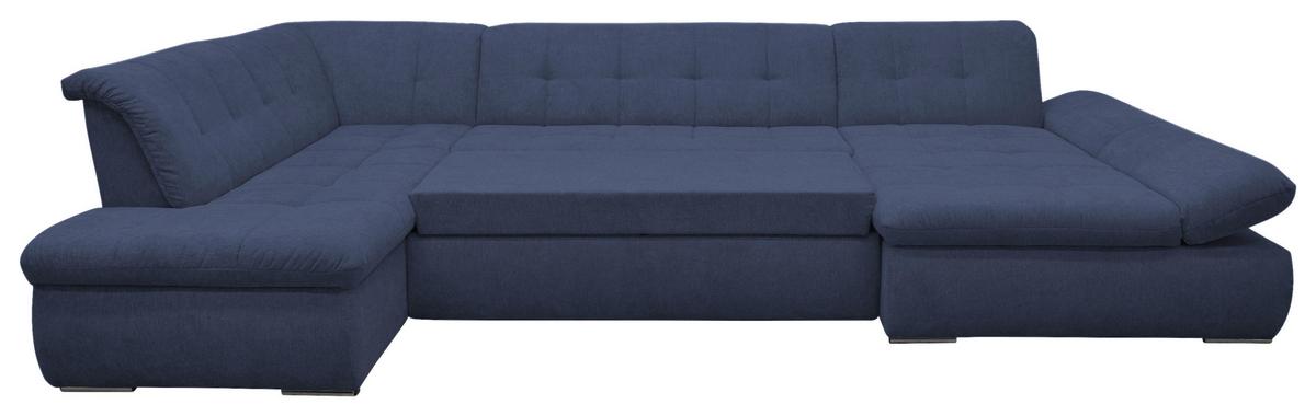 Wohnlandschaft Moric mit Schlaffunktion Dunkelblau - Chromfarben/Dunkelblau, KONVENTIONELL, Textil (216/353/172cm) - MID.YOU