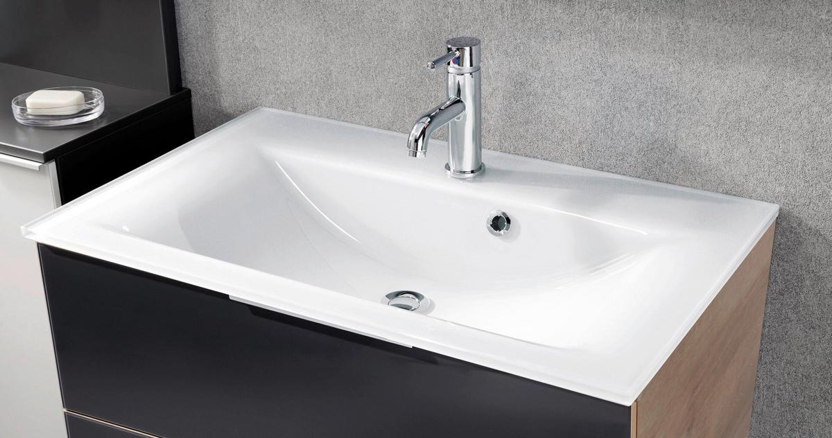 Waschtischkombi B.Brilliant Anthrazit/Eichefarben B: 80cm - Eichefarben/Anthrazit, Basics, Glas/Holzwerkstoff (80/55,7/50,1cm) - MID.YOU