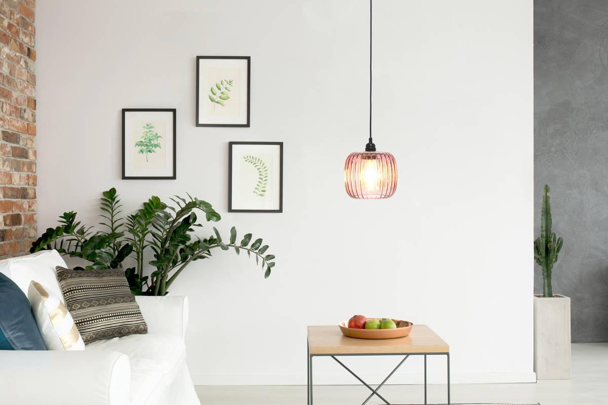 Hängeleuchte Claudia H: 24 cm 1-Flammig - Beere, Trend, Glas (18/24/18cm) - Kayoom