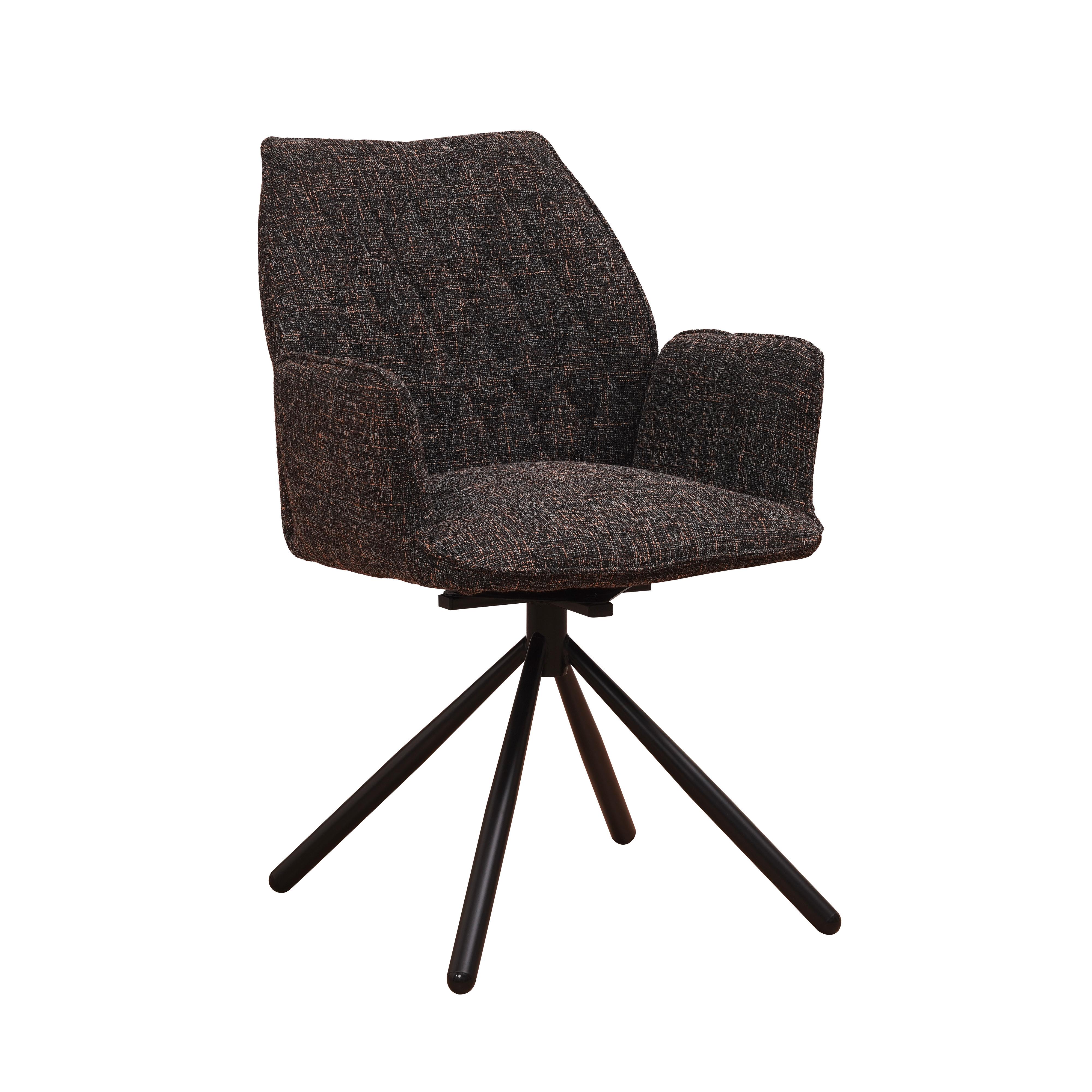 Armlehnstuhl-Set Donny Schwarz B: 57,5 cm - Schwarz, MODERN, Textil/Metall (57,5/92/52cm) - MID.YOU