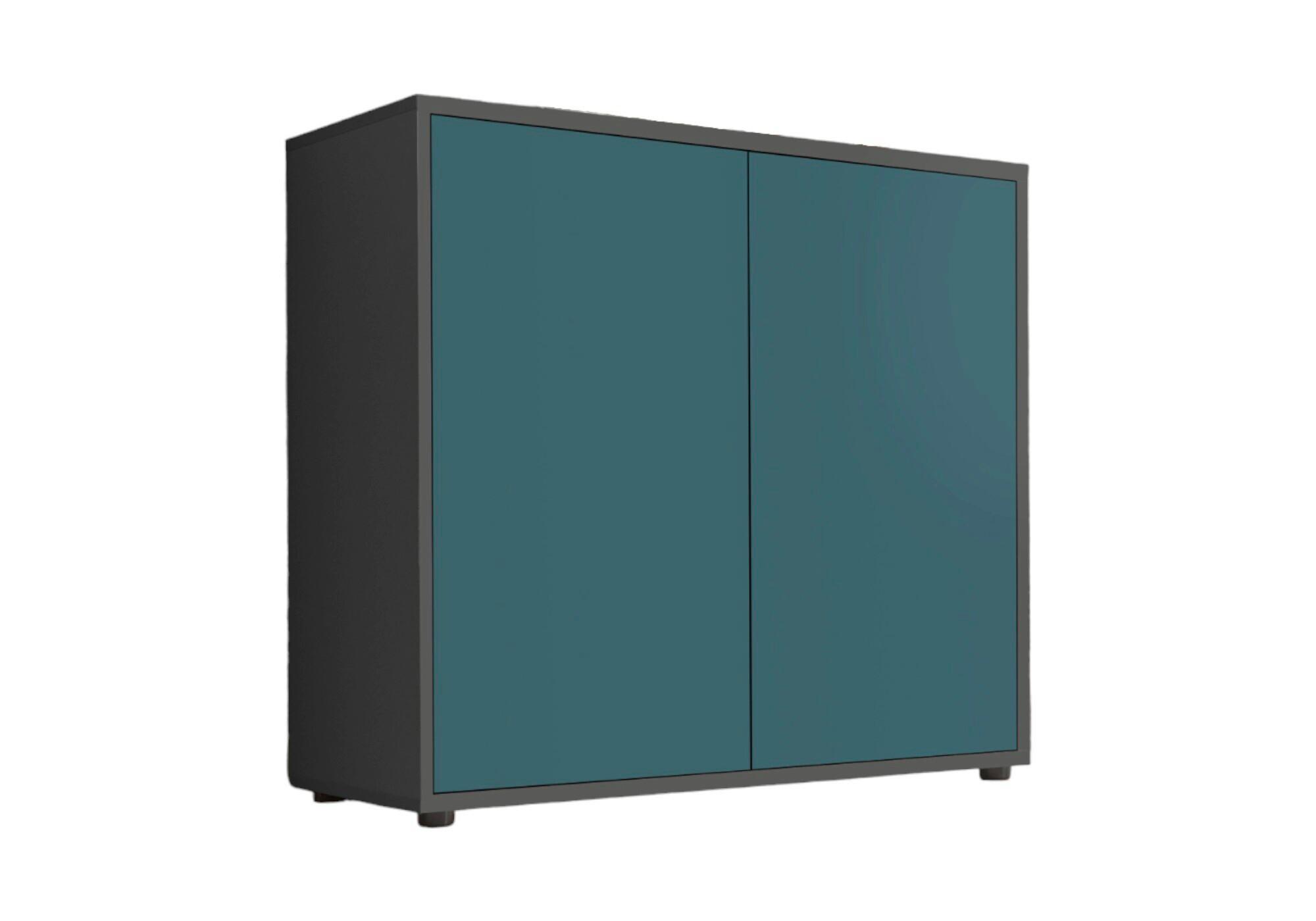 Kommode 79 cm Mailand Typ 4, Anthrazit - Anthrazit/Petrol, MODERN, Holzwerkstoff (79/73/33cm) - MID.YOU