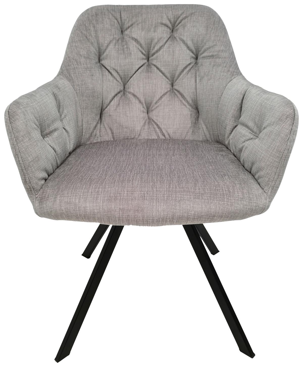 SADA STOLIČIEK S PODRÚČKAMI GEORGIA - čierna/svetlosivá, Modern, kov/textil (57/85/62cm) - MID.YOU
