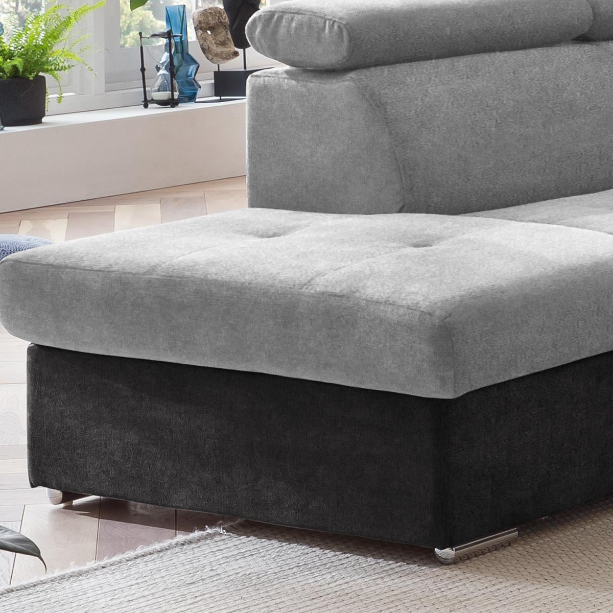 Ecksofa Mit Schlaffunktion Antero Und Bettkasten Hellgrau - Chromfarben/Silberfarben, Design, Textil (216/262cm) - Livetastic