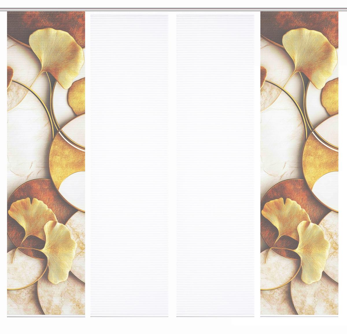 Flächenvorhang Storm 4er Set - Cognac/Goldfarben, Natur, Textil (60/245cm)