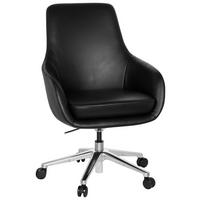 Bürostuhl Bareno Mit Armstützen Schwarz - Alufarben/Schwarz, MODERN, Leder/Kunststoff (65/104/54cm) - MID.YOU