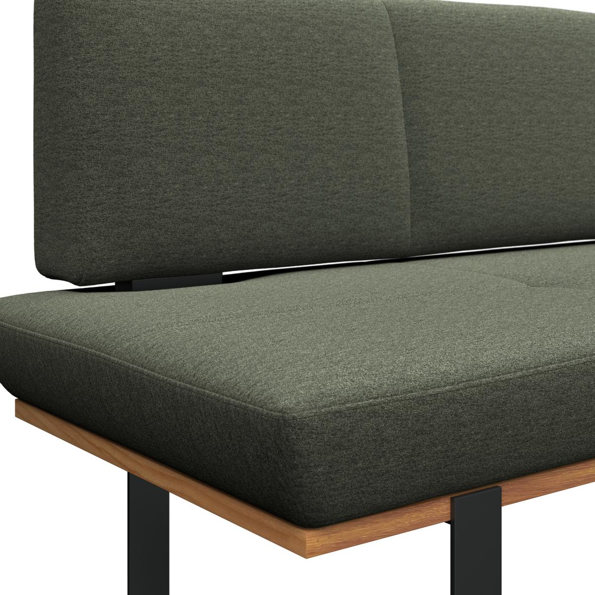 Sitzbank Tristan Webstoff grün, B: 170cm - Schwarz/Grün, MODERN, Holz/Textil (170/48/90cm) - James Wood