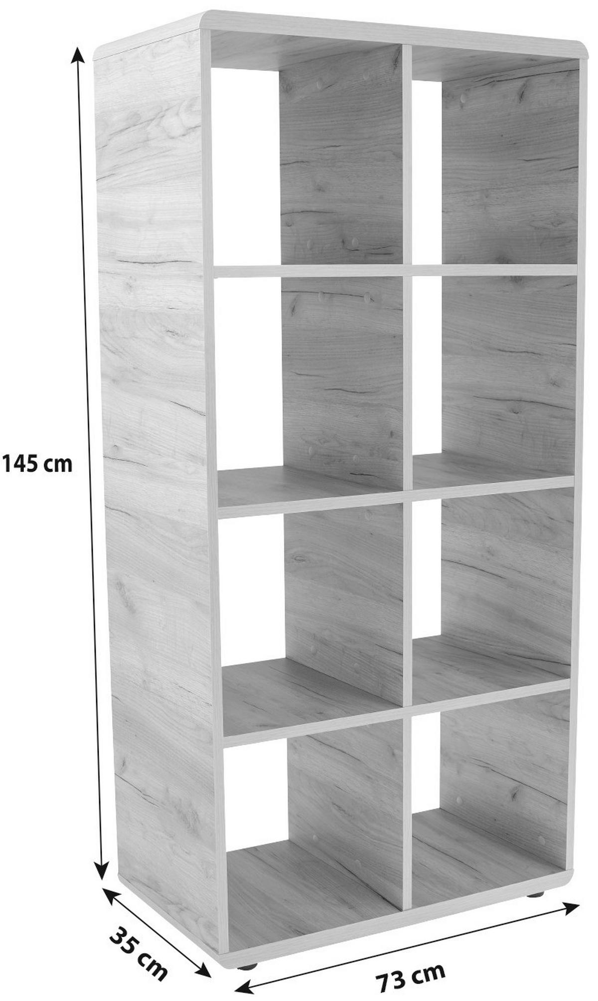 Regal Fontana B 73,2cm, Betonoptik/eiche Dekor - Eichefarben/Dunkelgrau, MODERN, Holzwerkstoff (73,2/145/35cm)
