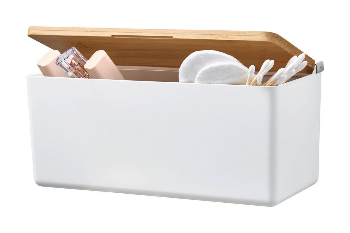 Aufbewahrungsbox Baboo Bambus BxHxT: ca. 24,2x11x10,2cm - Weiß, Basics, Holz/Kunststoff (24,2/11/10,2cm)