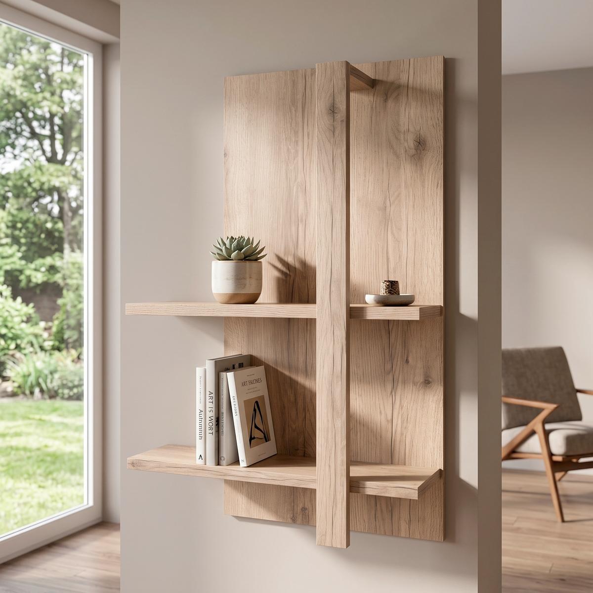 Wandregal Vancouver B: 67 cm Viking Oak 2 Fächer - Eichefarben, MODERN, Holzwerkstoff (67/96/25cm)