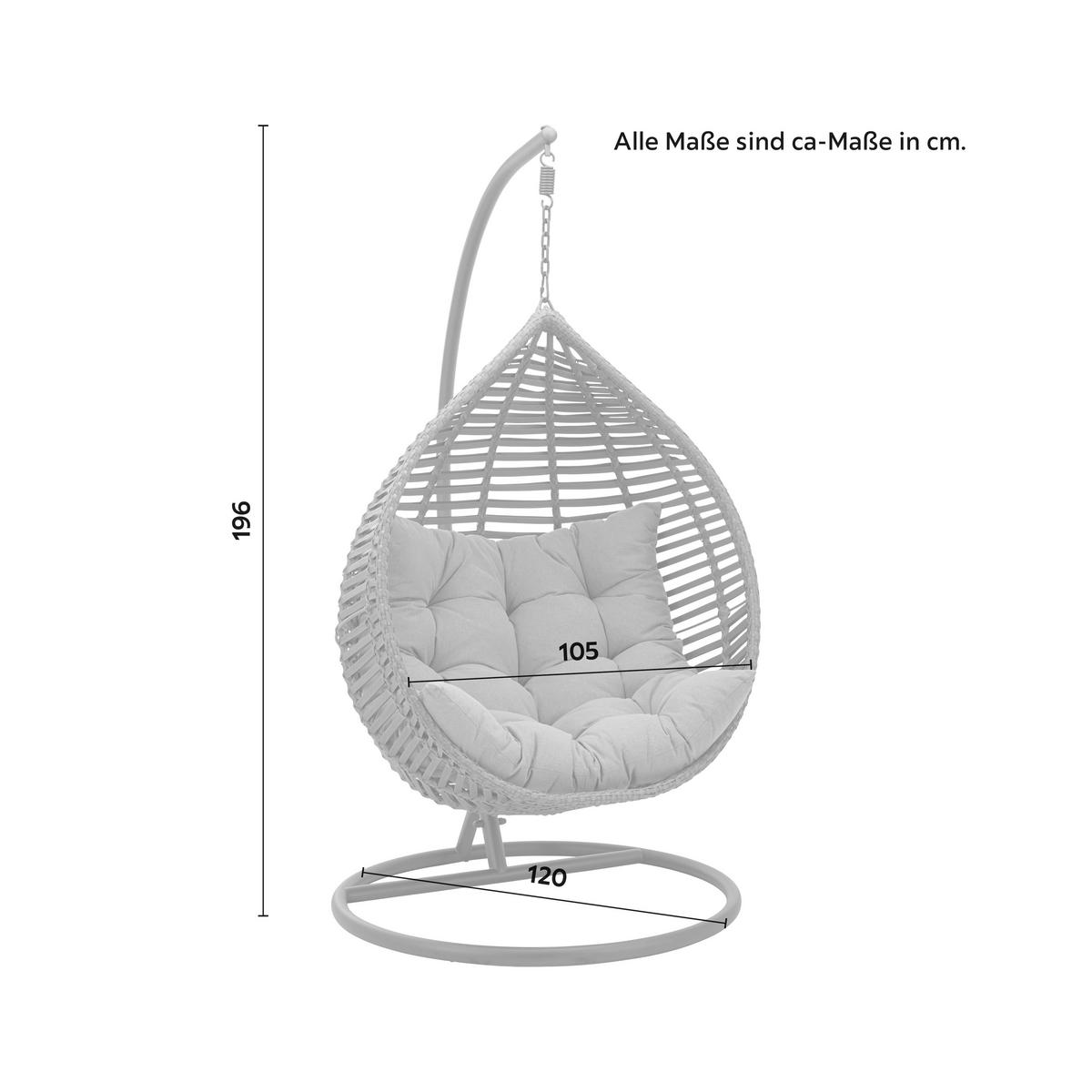 Závesné kreslo NANCY - čierna/tmavosivá, Modern, kov/textil (105/196/120cm) - Bessagi Garden