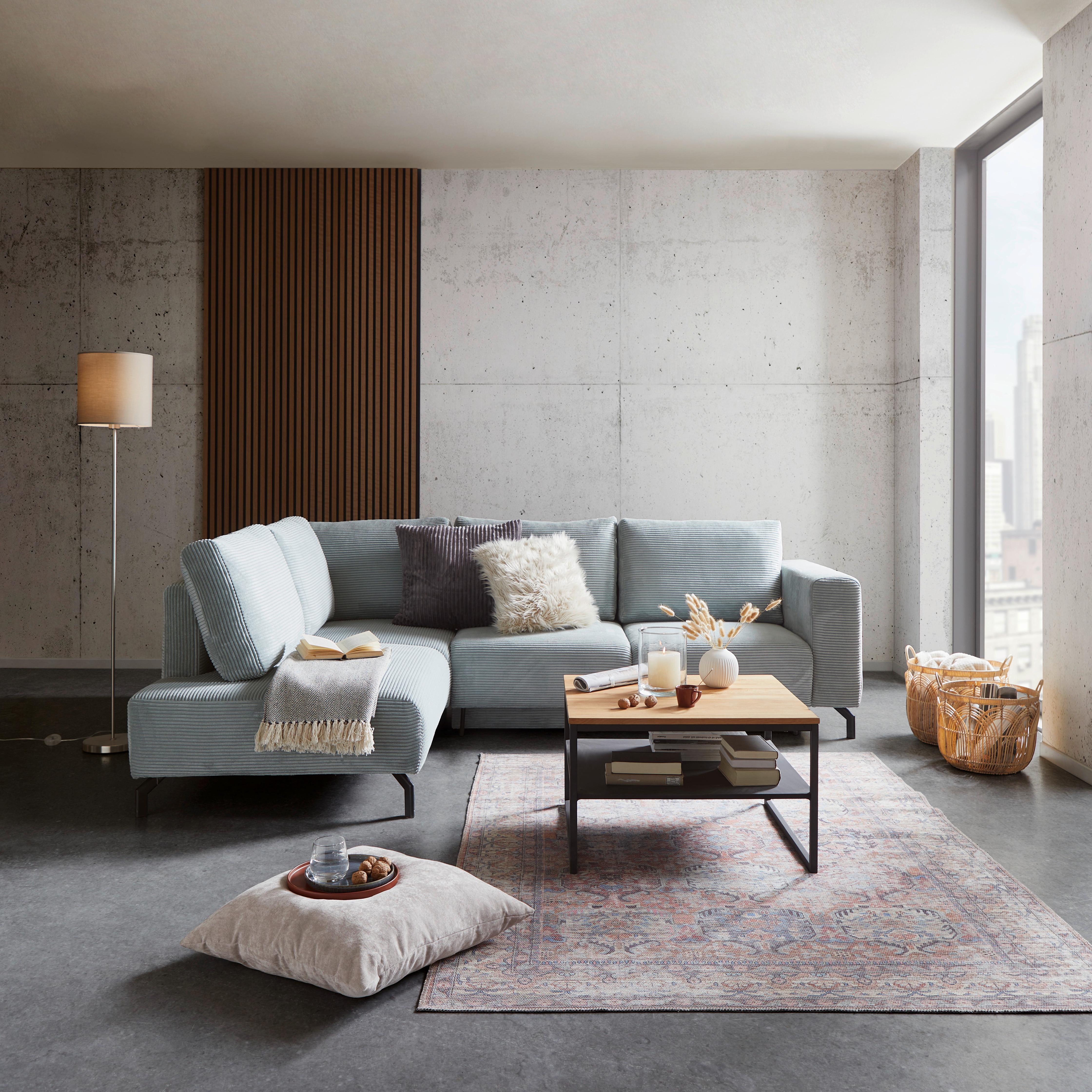 Ecksofa mit Schlaffunktion und Bettkasten Veni, Mintgrün - Schwarz/Mintgrün, MODERN, Textil (210/272cm) - Ondega