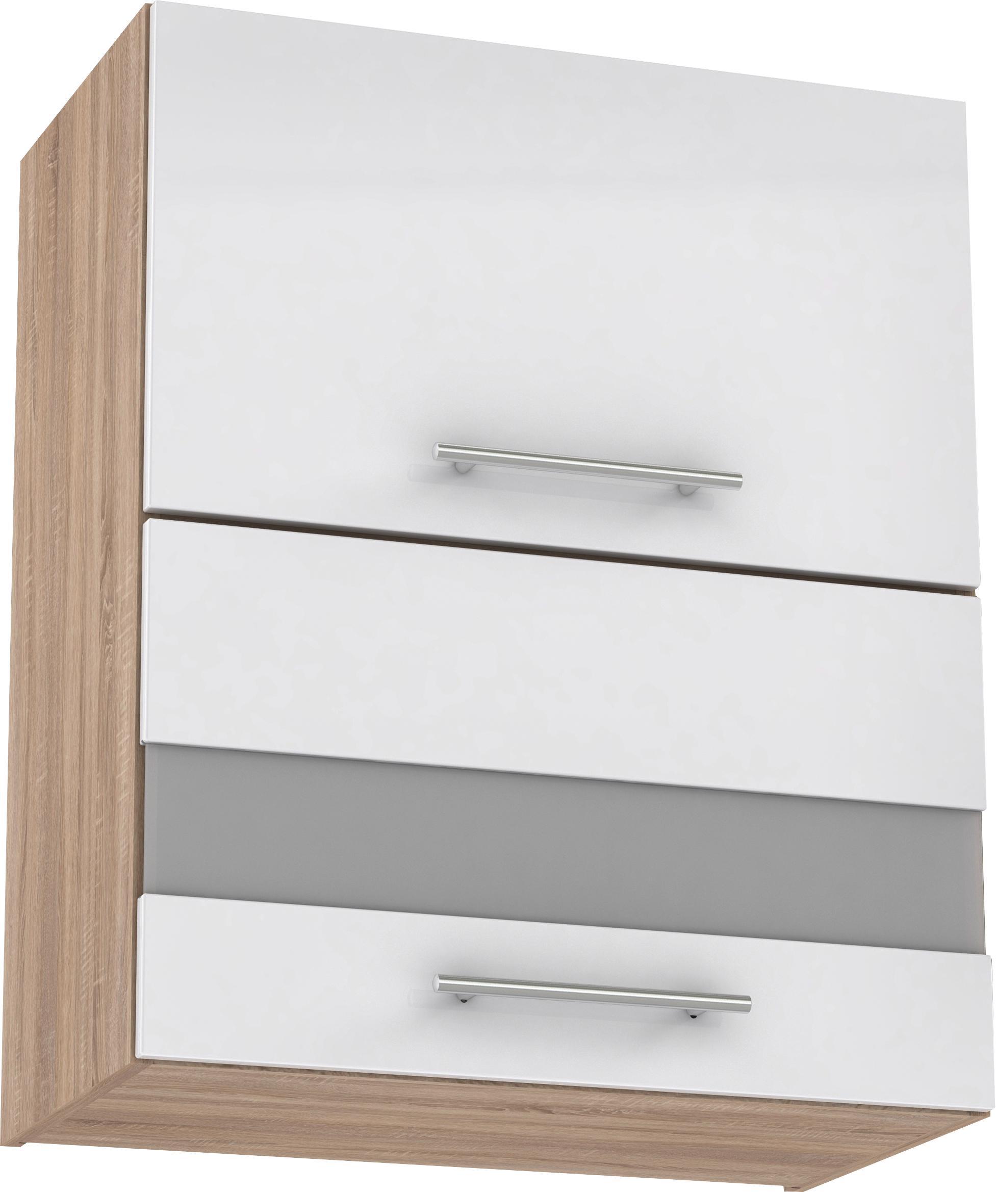 Konyha Felsőszekrény Corina - Sonoma tölgy/Barna, modern, Műanyag/Üveg (60/72,4/34,6cm)